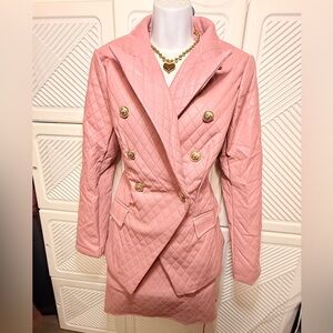 Elegant Pink Quilted Women's Jacket with skirt